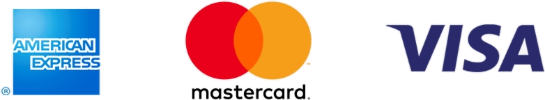 American Express, Mastercard and Visa accepted